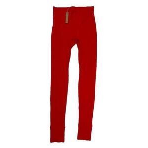 SMIMS Red Cotton Ribbed Leggings Long Johns Thermal Pants Women’s S NWT